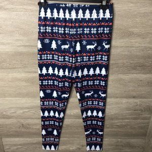 CowCow Womens Small Christmas Leggings Blue NEW